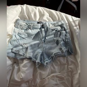 mid rise denim shorts